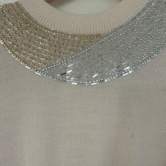 St John by Marie Gray Jumpsuit Santana Knit Rare Cream/Gold Beaded Vintage - Picture 7 of 14